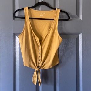 American Eagle cropped button tank